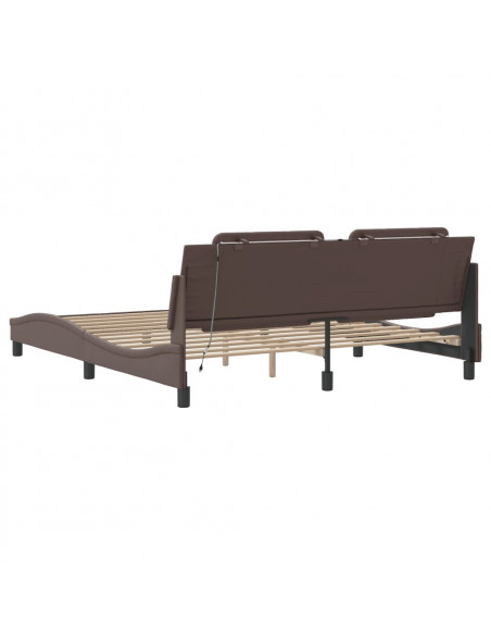 Giroletto con Luci LED Marrone 180x200 cm in Similpelle