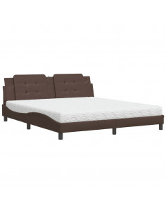 Letto con Materasso Marrone 180x200cm in Similpelle