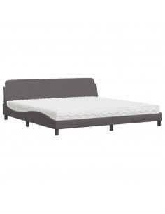 Letto con Materasso Grigio 200x200 cm in Similpelle