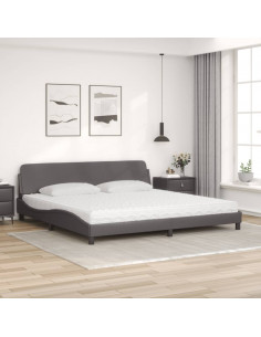 Letto con Materasso Grigio 200x200 cm in Similpelle 2