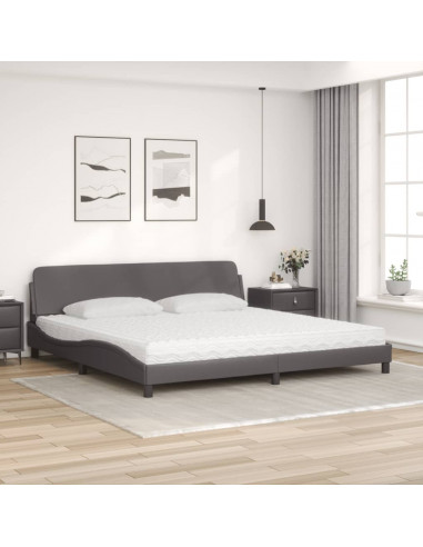 Letto con Materasso Grigio 200x200 cm in Similpelle