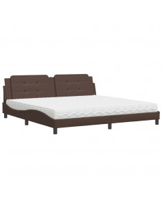 Letto con Materasso Marrone 200x200cm in Similpelle
