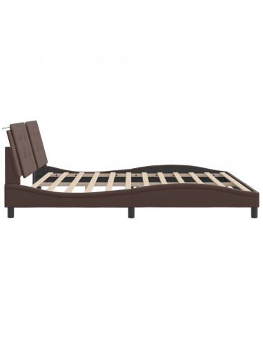 Giroletto con Luci LED Marrone 200x200 cm in Similpelle