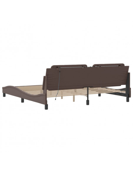 Giroletto con Luci LED Marrone 200x200 cm in Similpelle