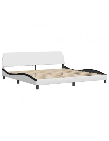 Letto con Materasso Bianco e Nero 200x200cm in Similpelle