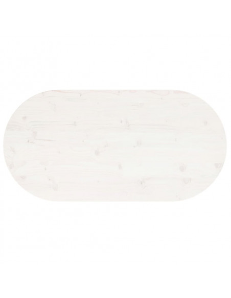 Piano Tavolo Bianco 110x55x2,5 cm Legno Massello di Pino Ovale