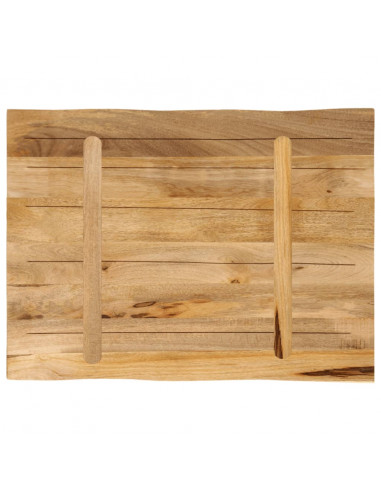 Piano Tavolo Bordi Vivi 70x60x3,8cm Legno Massello Mango Grezzo