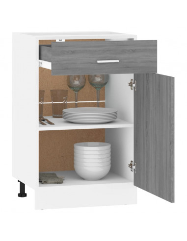 Mobile con Cassetto Grigio Sonoma 50x46x81,5 Legno Multistrato