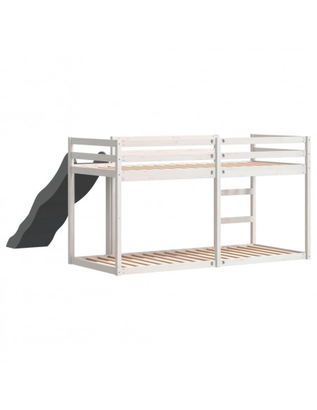 Letto a Castello Scivolo e Scala Bianco 90x200 cm Legno di Pino