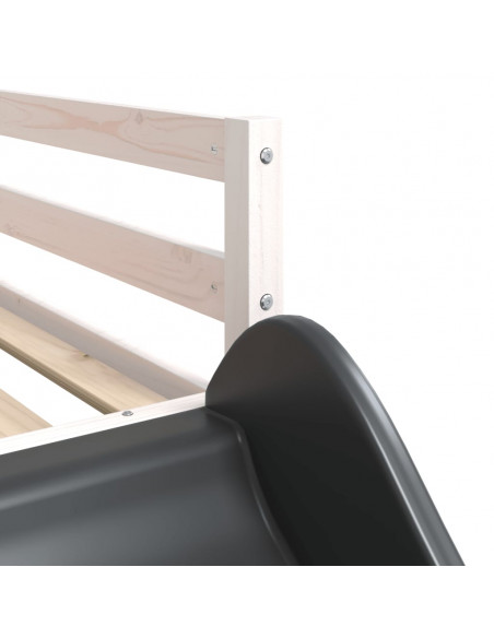 Letto a Castello Scivolo e Scala Bianco 90x200 cm Legno di Pino