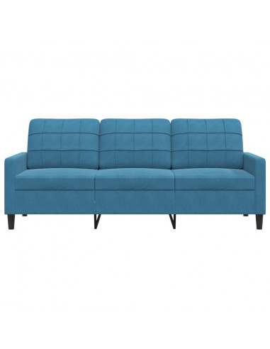 Divano a 3 Posti Blu 180 cm in Velluto