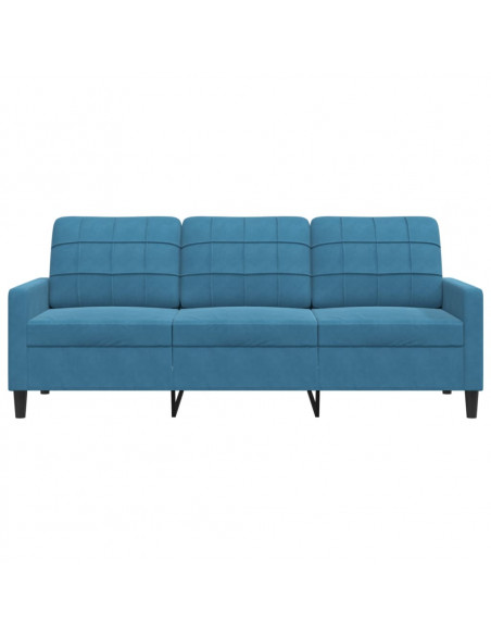 Divano a 3 Posti Blu 180 cm in Velluto