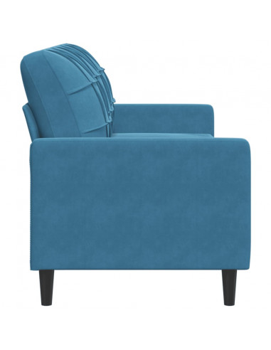 Divano a 3 Posti Blu 180 cm in Velluto