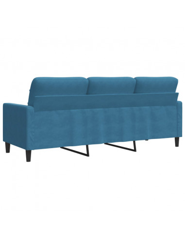 Divano a 3 Posti Blu 180 cm in Velluto