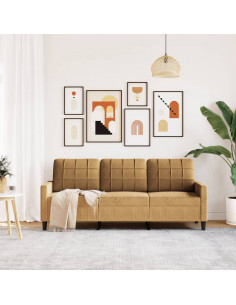 Divano a 3 Posti Marrone 180 cm in Velluto 2