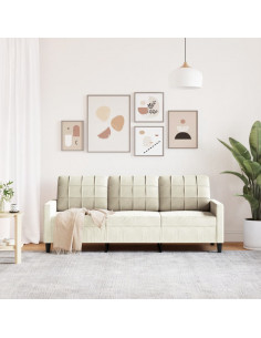 Divano a 3 Posti Crema 180 cm in Velluto 2