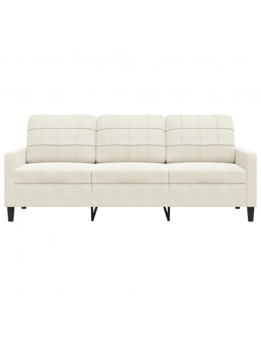 Divano a 3 Posti Crema 180 cm in Velluto