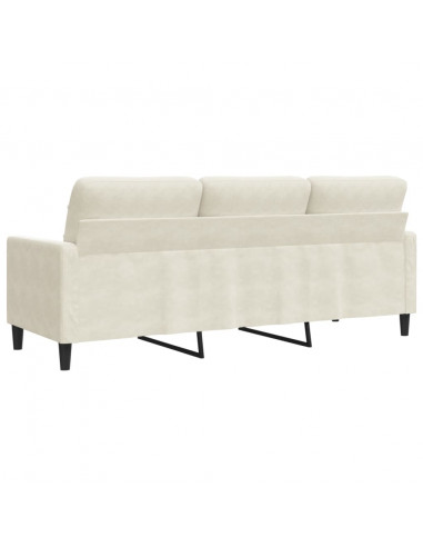 Divano a 3 Posti Crema 180 cm in Velluto