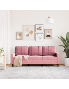 Divano a 3 Posti rosa 180 cm in Velluto 2