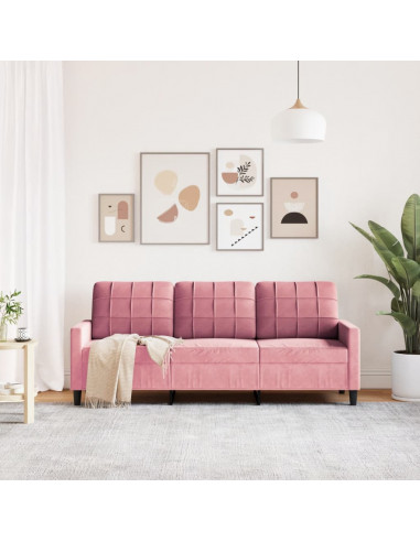 Divano a 3 Posti rosa 180 cm in Velluto