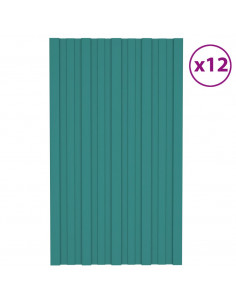 Pannelli da Tetto 12 pz in Acciaio Zincato Verde 80x45 cm