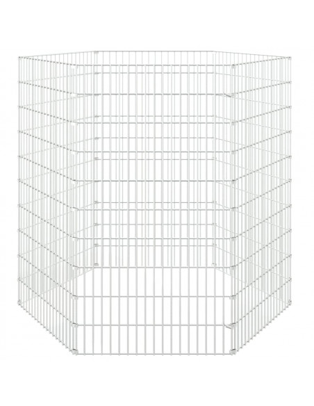 Conigliera con 6 Pannelli 54x100 cm Ferro Zincato
