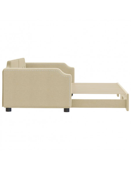 Divano Letto con Letto Estraibile Crema 100x200 cm in Tessuto