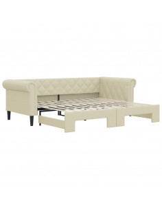 Divano Letto con Letto Estraibile Crema 90x200 cm in Similpelle