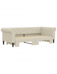 Divano Letto con Letto Estraibile Crema 90x200 cm in Similpelle 2