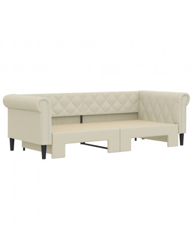 Divano Letto con Letto Estraibile Crema 90x200 cm in Similpelle