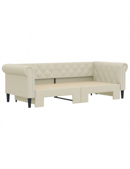 Divano Letto con Letto Estraibile Crema 90x200 cm in Similpelle
