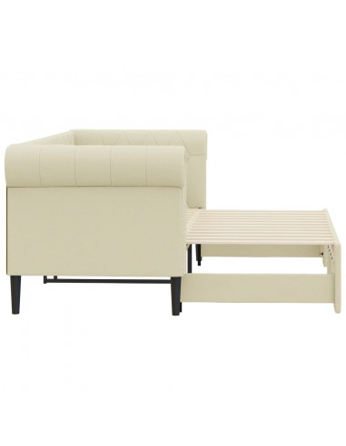 Divano Letto con Letto Estraibile Crema 90x200 cm in Similpelle