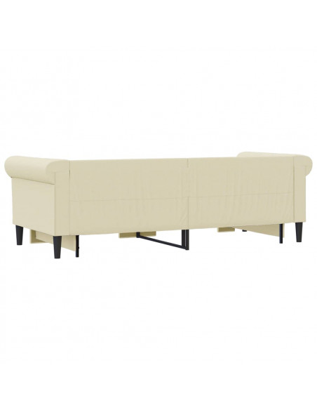 Divano Letto con Letto Estraibile Crema 90x200 cm in Similpelle