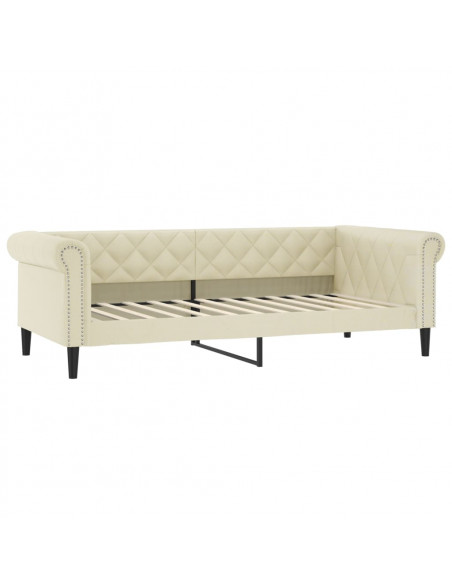 Divano Letto con Letto Estraibile Crema 90x200 cm in Similpelle