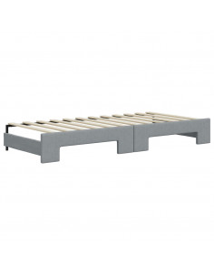 Divano Letto Estraibile Cassetti Grigio Chiaro 100x200 Tessuto 2