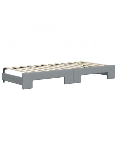 Divano Letto Estraibile Cassetti Grigio Chiaro 100x200 Tessuto