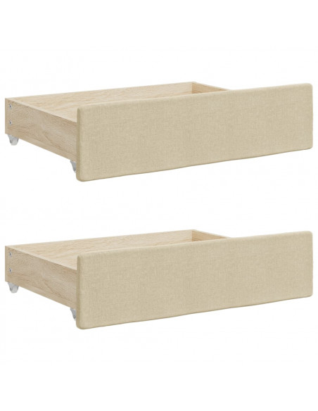 Divano Letto Estraibile con Cassetti Crema 100x200cm in Tessuto