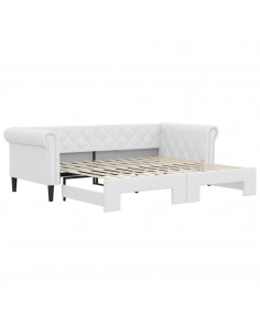 Divano Letto con Letto Estraibile Bianco 90x200cm in Similpelle