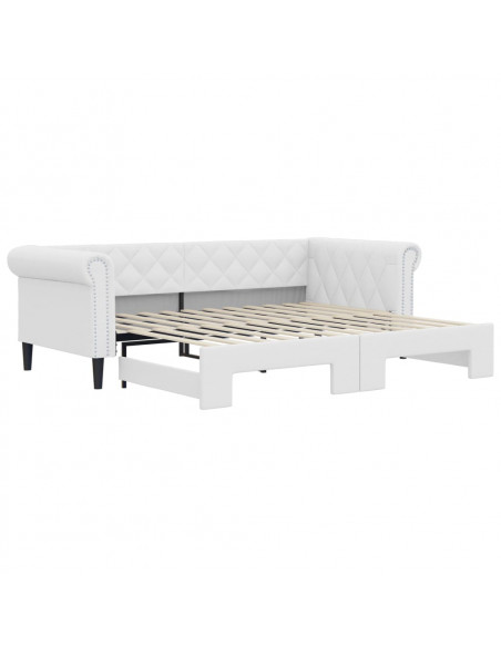 Divano Letto con Letto Estraibile Bianco 90x200cm in Similpelle