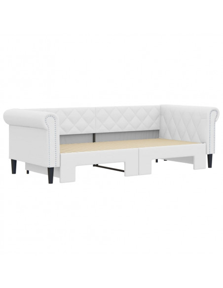 Divano Letto con Letto Estraibile Bianco 90x200cm in Similpelle