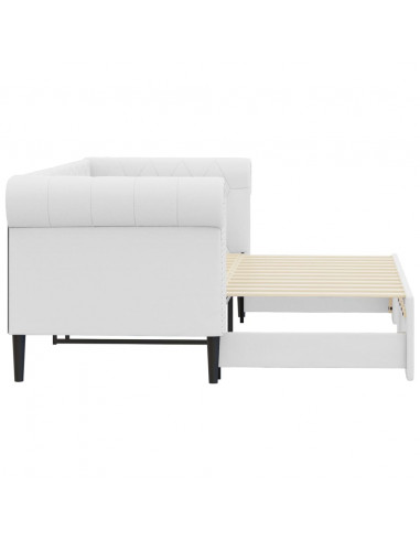 Divano Letto con Letto Estraibile Bianco 90x200cm in Similpelle