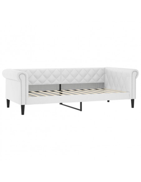 Divano Letto con Letto Estraibile Bianco 90x200cm in Similpelle
