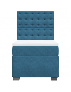 Giroletto a Molle con Materasso Blu 80x200 cm in Velluto