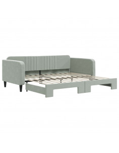 Divano Letto con Letto Estraibile Grigio Chiaro 100x200 Velluto