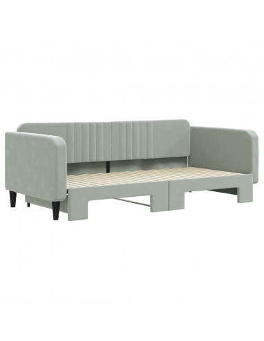 Divano Letto con Letto Estraibile Grigio Chiaro 100x200 Velluto