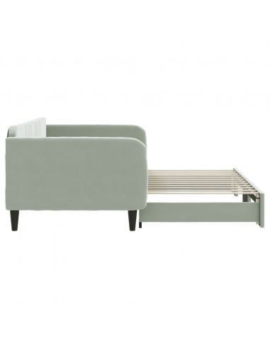 Divano Letto con Letto Estraibile Grigio Chiaro 100x200 Velluto