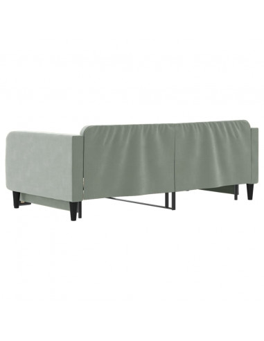Divano Letto con Letto Estraibile Grigio Chiaro 100x200 Velluto