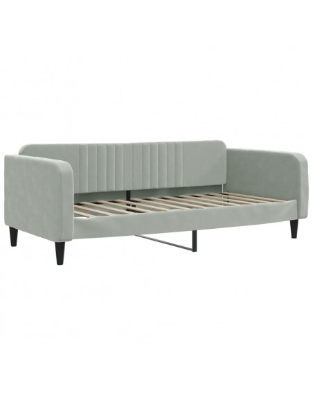 Divano Letto con Letto Estraibile Grigio Chiaro 100x200 Velluto