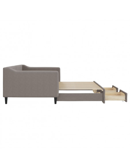 Divano Letto Estraibile con Cassetti Tortora 90x200 cm Tessuto