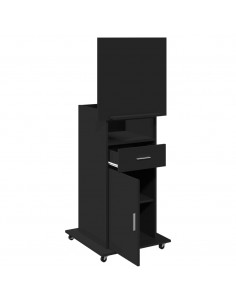 Leggio con Ruote e Cassetto Nero 55x55x107 cm in Multistrato